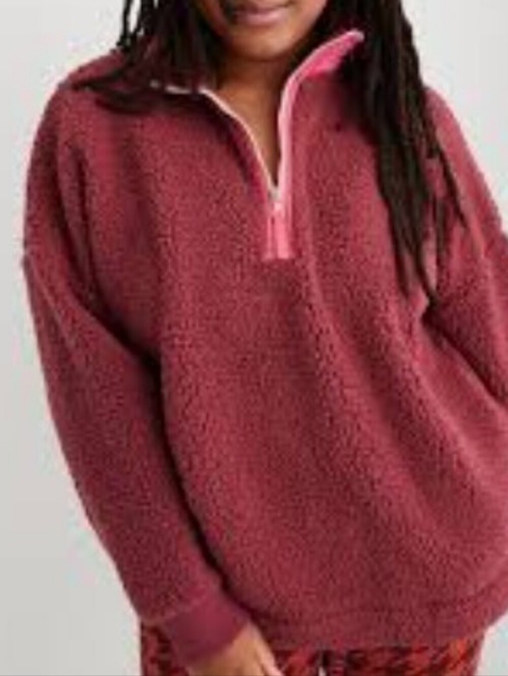 Aerie Dream, Cozy Half-Zip Sherpa Pullover Shacket. Size S